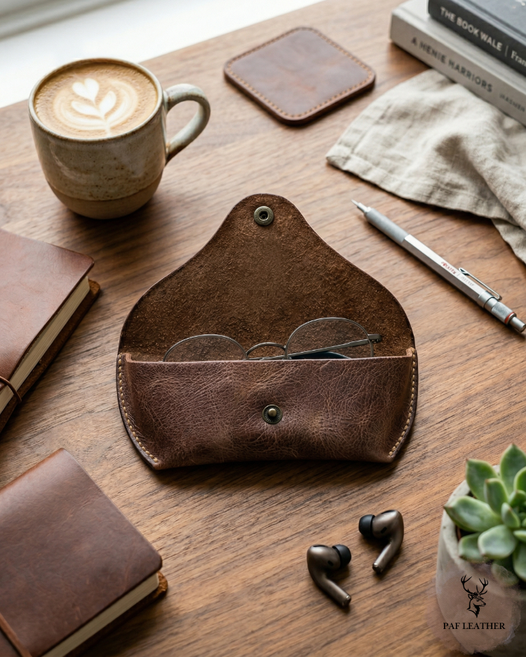 El Yapımı Hakiki Deri Gözlük Kılıfı 2